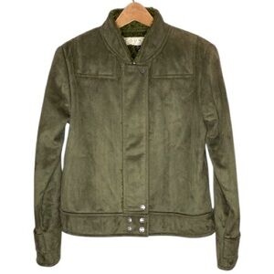 County Clothing Co. | Vintage Olive Faux Suede-Leather Sherling Lined Jacket M